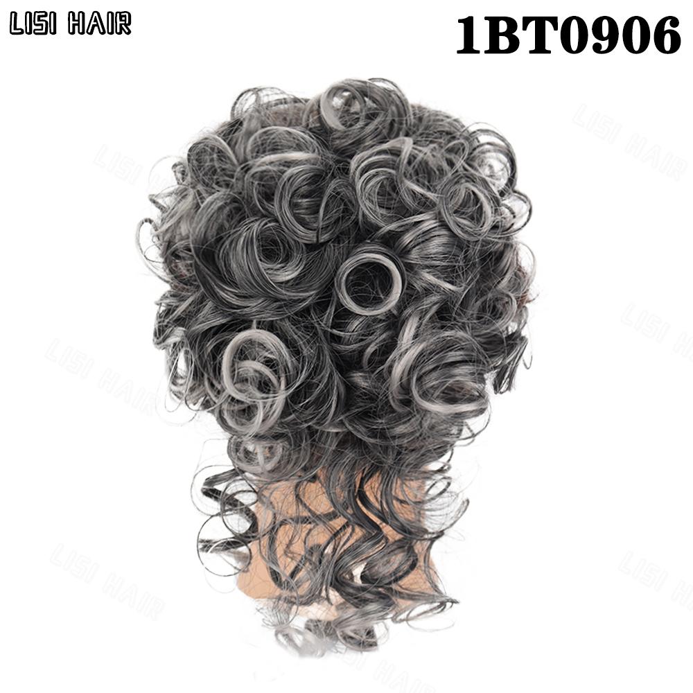 

LISI HAIR 1 шт., растрепанные волосы, булочка, эластичный шнурок, свободные большие вьющиеся синтетические короткие булочки, наращивание хвоста для женщин, одежда для косплея 25cm
