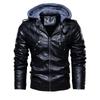 Autumn Winter Men's Motorcycle with Cashmere Warm PU Jacket