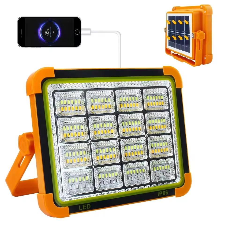 Portable LED Work Solar Light Rechargeable Flood Light IP66 Waterproof Outdoor Working Light for Camping Emergency Repair Light