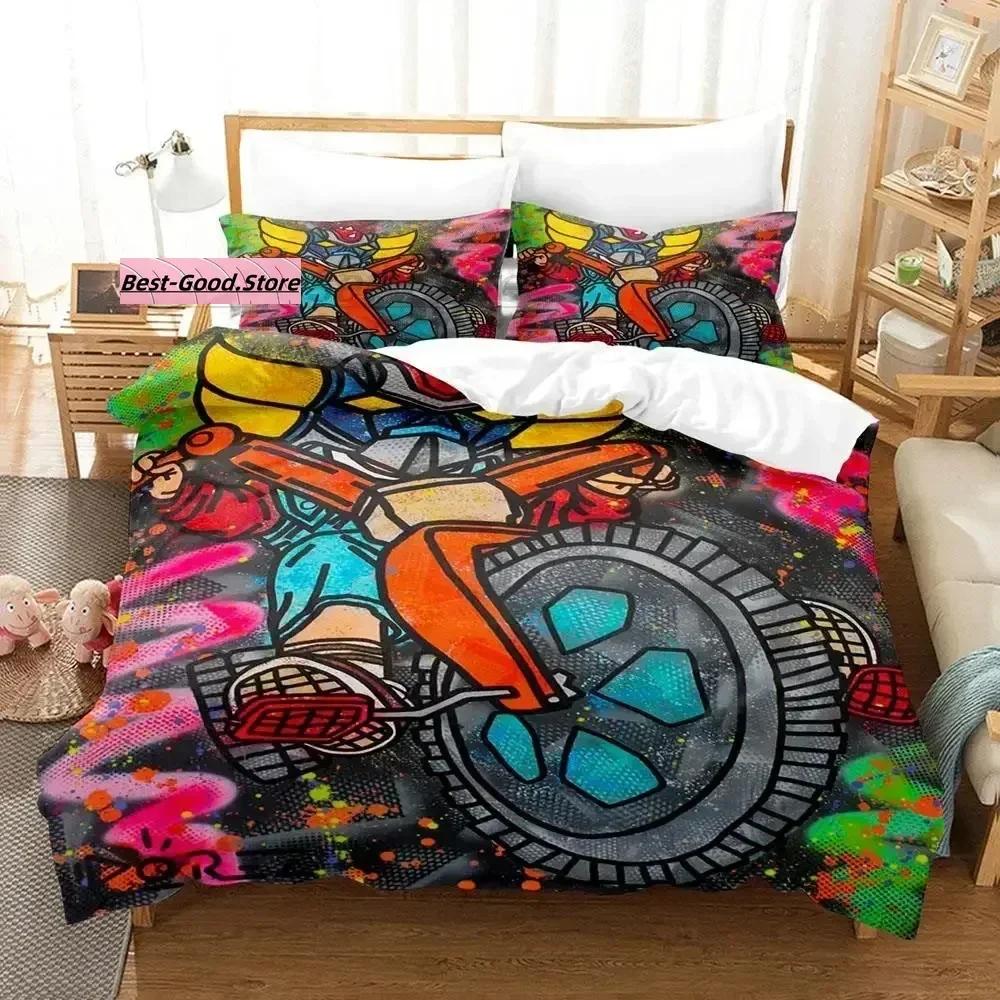 Mechanical Goldorak Bedding Set Single Twin Full Queen King Size Bed Set Aldult Kid Bedroom Duvetcover Sets Cartoon Anime Bed