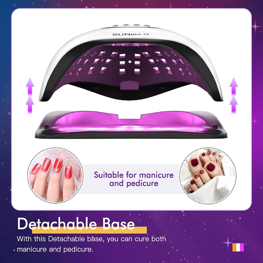 LED Nagellampe 72 LEDs Nageltrockner mit 4 Timereinstellungen Professionelle UV-Lichtkabine für Nagellack Manikürelampe Nagelstudio