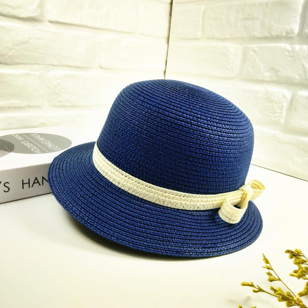 Front big and back small bow straw hat women's spring and summer new fashionable versatile face small travel sunshade sun hat