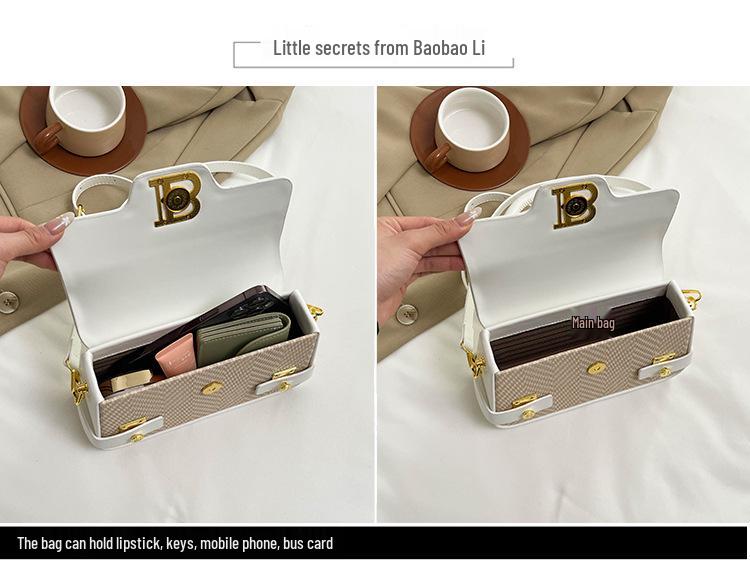 Elegante Retro Strukturierte Quadratische Umhängetasche mit Überschlag mit Schloss