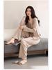 Women's Modal Long Sleeve Pajama Set with Bra Pads, Camisole, and Pants, Fall/Winter 3-Piece Set, Suitable for Outdoors.