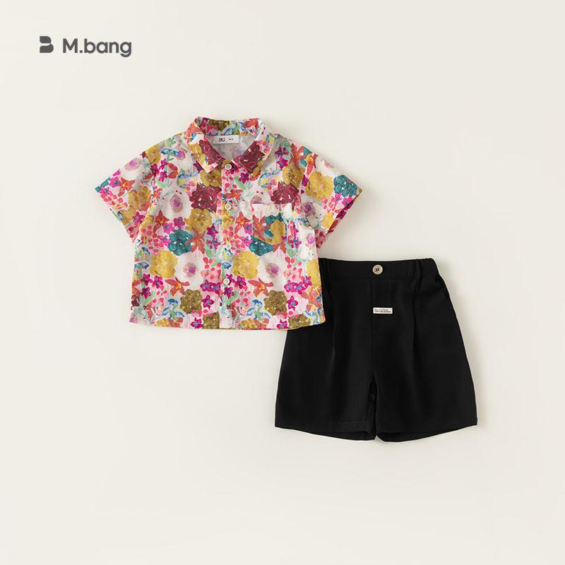 Kids Summer Cotton Floral Short Sleeve Shirt And Shorts Set For Boys And Girls 90cm