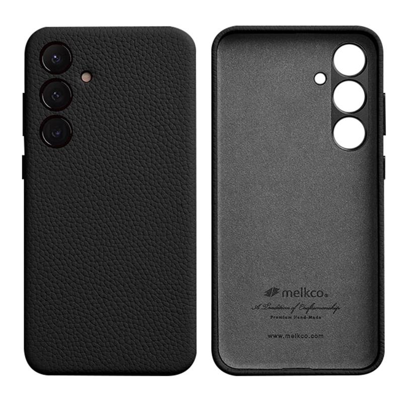 MELKCO For Samsung Galaxy S24+ Case Genuine Cow Leather+PC Anti-drop Phone Cover