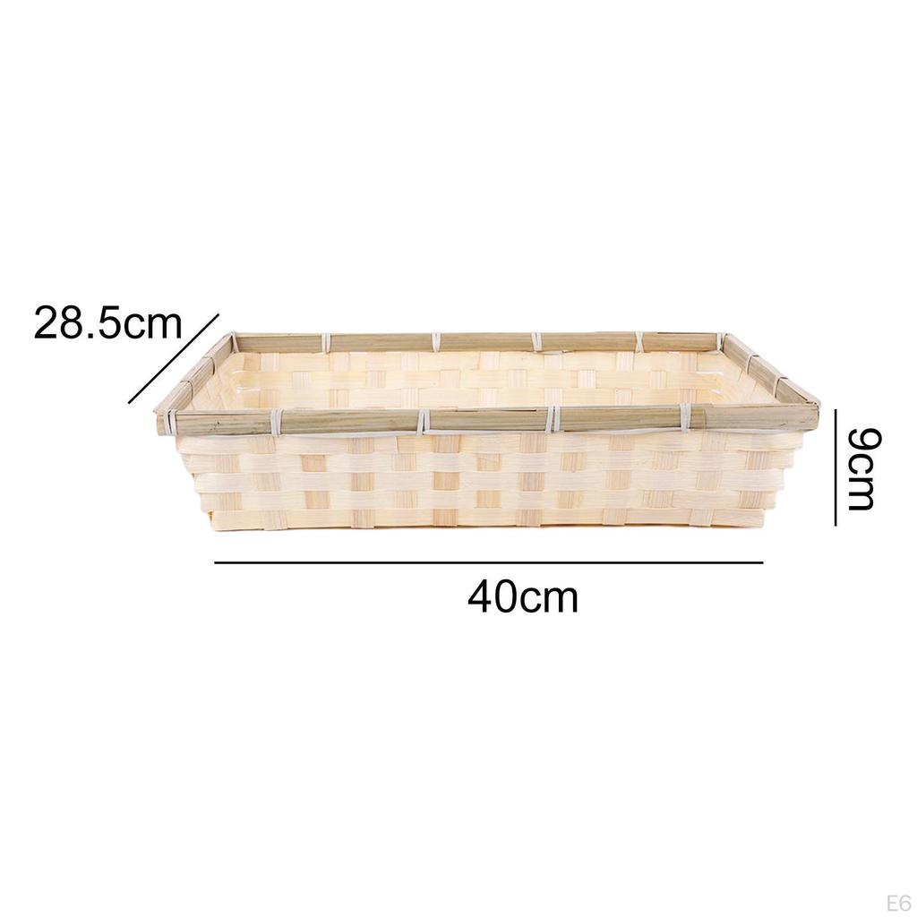 Woven Serving Tray Basket Fruit Vegetable Storage Food Snacks Container for Kitchen Counter