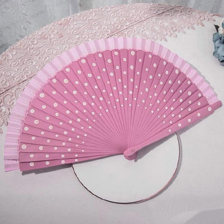 Flamenco Spanish Hand Fan Vintage Dots Pattern 23cm Elegant Wood Folding Fan for Dancing Performances Party Decoration