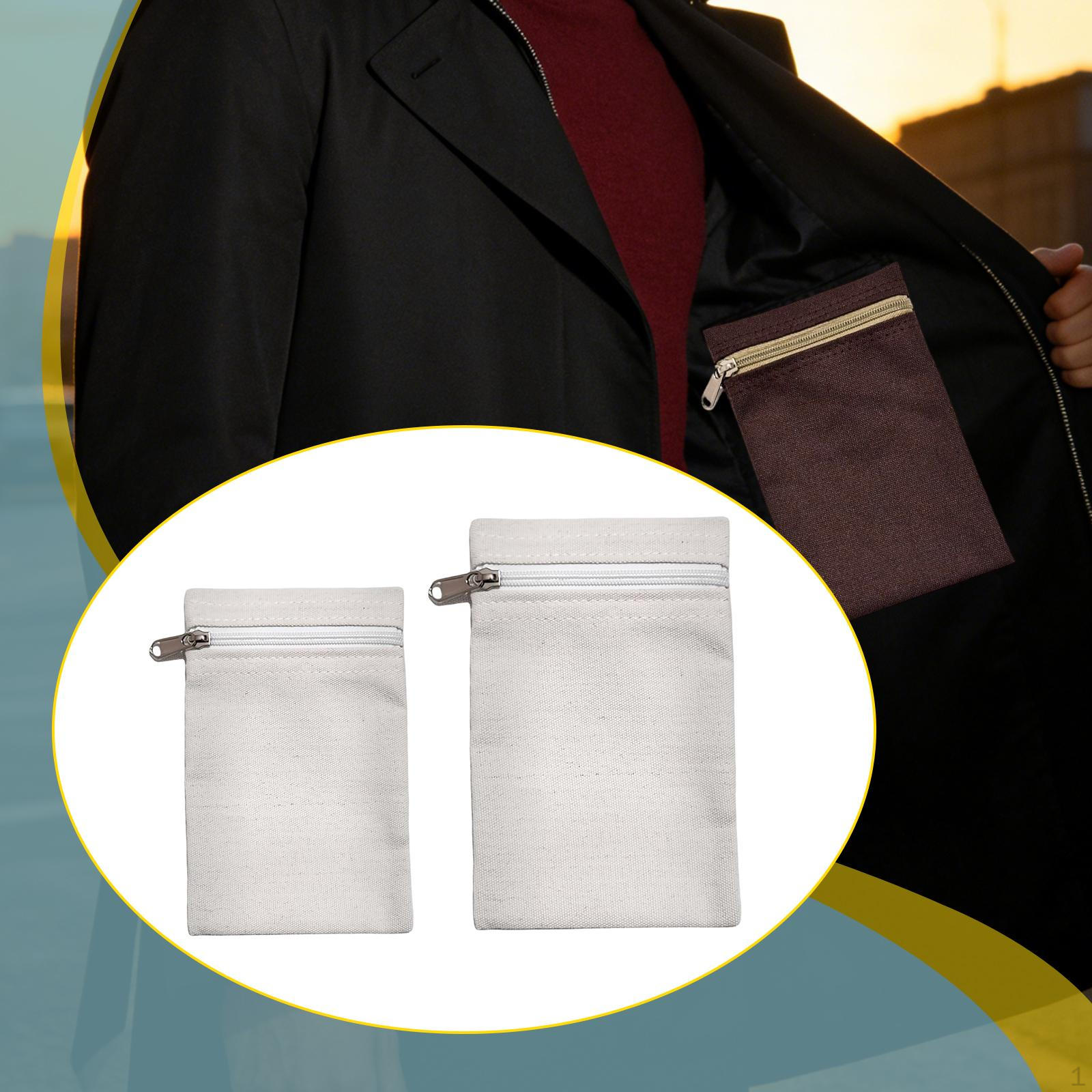 

2 Pieces Sew in Pocket with Zipper Clothes Inner Pockets Easy Installation Invisible Travel Security Style C
