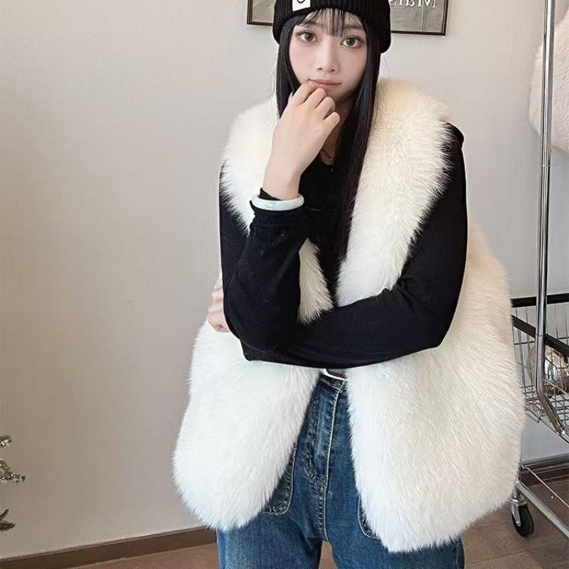Imitation fox fur, vest, women's light fashionable vest, autumn and winter new short vest, thin vest
