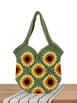 Borsa a Uncinetto Girasole Fatta a Mano - Carina e Versatile Stile 2024