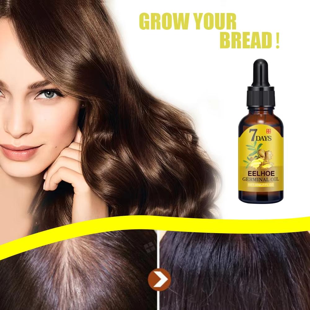 Huile de croissance capillaire au gingembre EELHOE, traitement anti-chute de cheveux essentiel et naturel, solution nutritive hydratante pour la croissance des cheveux, produits de soins