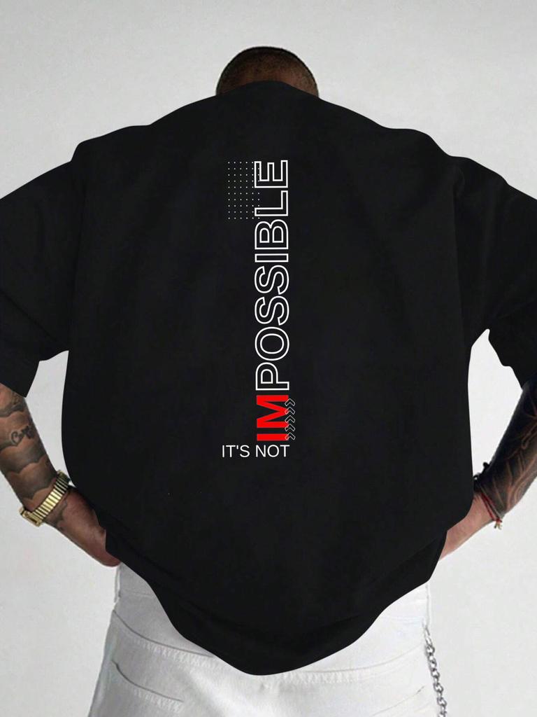 2026 New Year Mens Short Sleeved Tshirt with English Pattern Loose Fit Fashionable Casual Round Neck Top