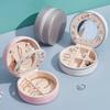 Simple Fashion Solid Color Small PU Leather Jewelry Box Circle Shaped Jewelry Box Earrings Jewelry Earrings Necklace Storage Box