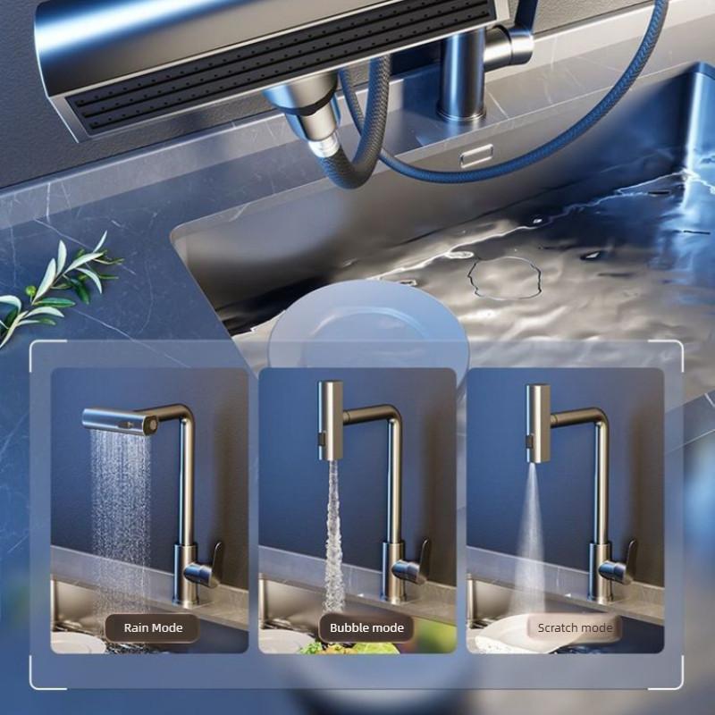 Einziehbarer Wasserhahn Haushalt Universal Multifunktional Regendusche Spülbeckenarmatur Küchenarmatur Heiß und Kalt Gemüsewaschbecken