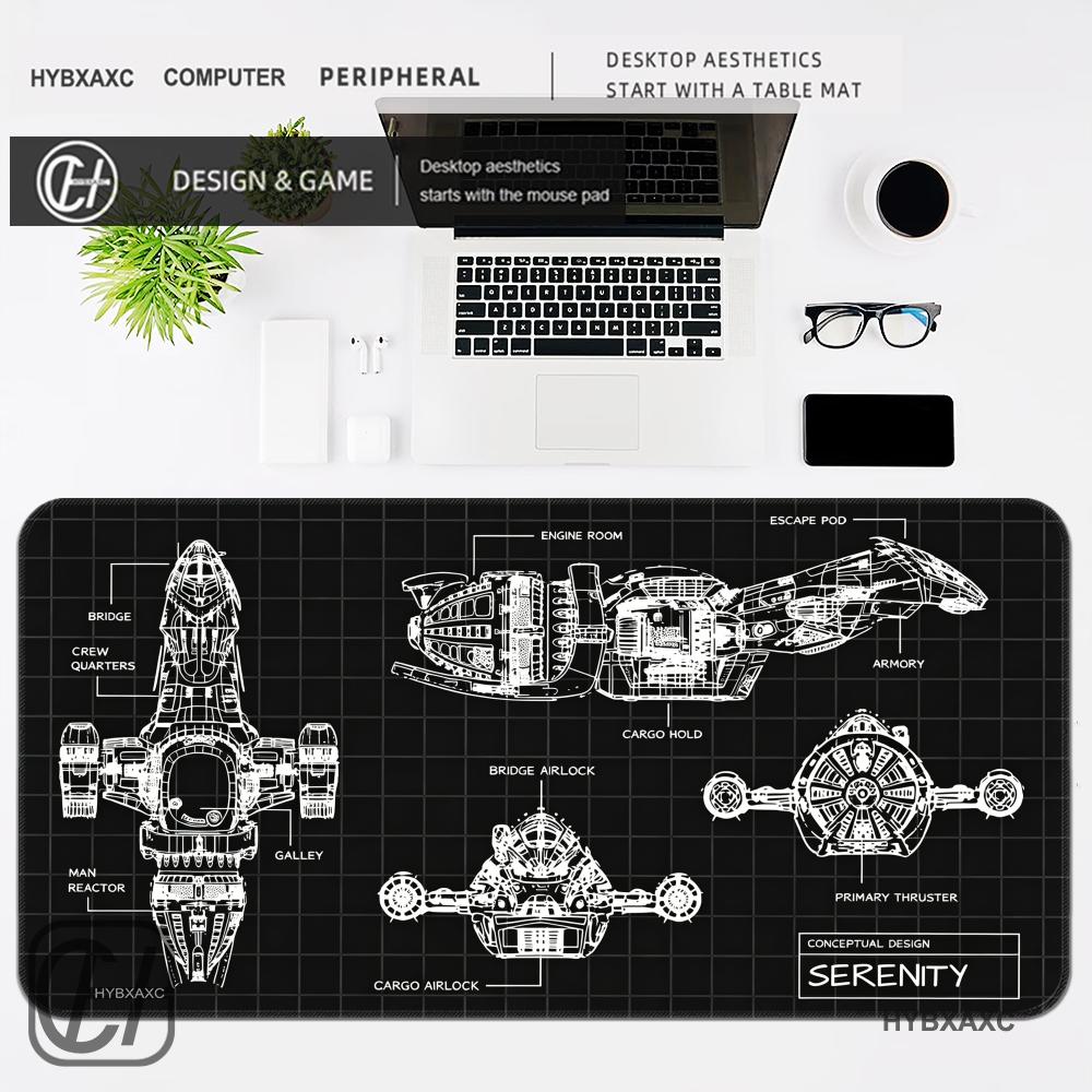 HYBXAXC SciFi Spaceship Blueprint Gaming Mouse Pad NonSlip Waterproof Desk for Gamers Extended Large Mousepad for SciFi Fans 800x400x2mm