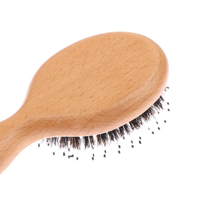 Szczotka do włosów Grzebień masujący z włosia dzika Antystatyczna szczotka do skóry głowy Szczotka do rozczesywania i prostowania włosów Miniaturowy grzebień z poduszką powietrzną
