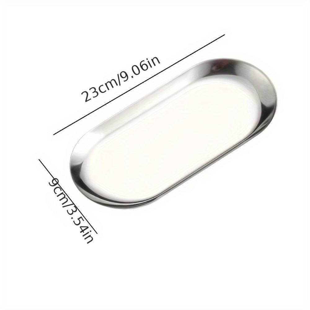 1 peça Bandeja Oval Premium de Aço Inoxidável - Armazenamento Espaçoso para Joias, Essenciais de Banheiro e Dim Sum - Durável, Resistente à Ferrugem e Fácil de Limpar