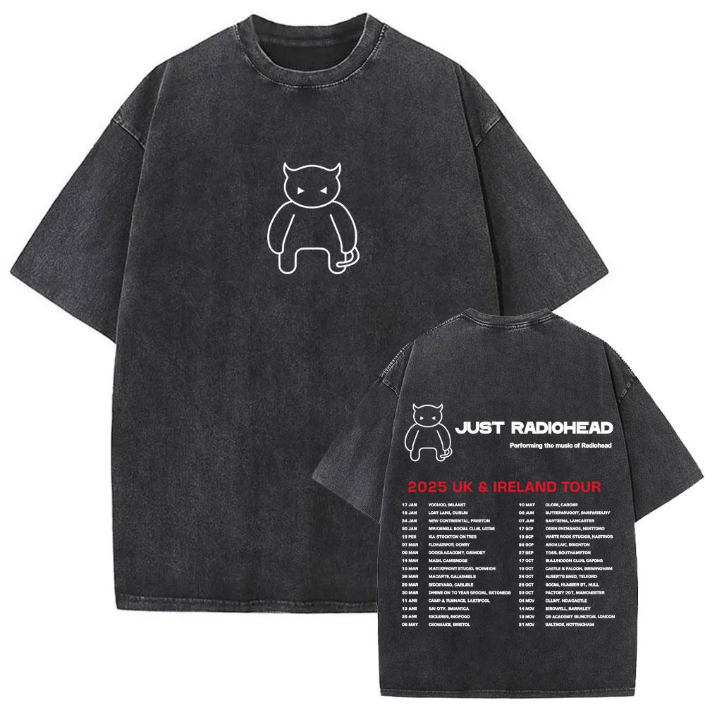Washed Vintage Rock Band Radiohead Kid A Album Tour T Shirt Men Women Retro Gothic Casual Cotton Tshirts Mens Streetwear S