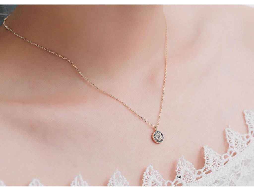 S925 Silver Evil Eye Necklace with Blue Eyes and Diamond-Set - Korean Style Simple Clavicle Design
