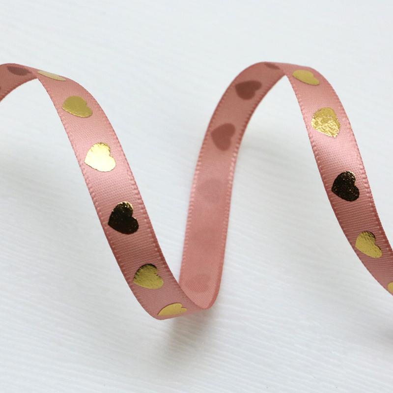 (10 Meter/Rolle)1cm Heißprägung Pfirsichherz Band Liebesbänder Valentinstagsverpackung Handgemacht DIY Geschenkverpackung Dekoration