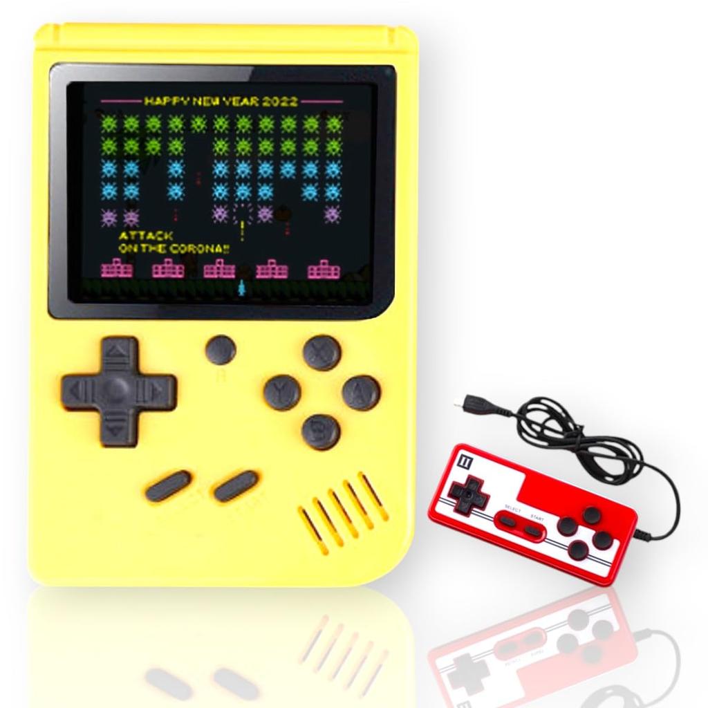 Grigioy GAMEBOY-style Game Box, Portable, Compatible with 400 Retro Games, Includes Controller (Yellow), Plays 400 Games