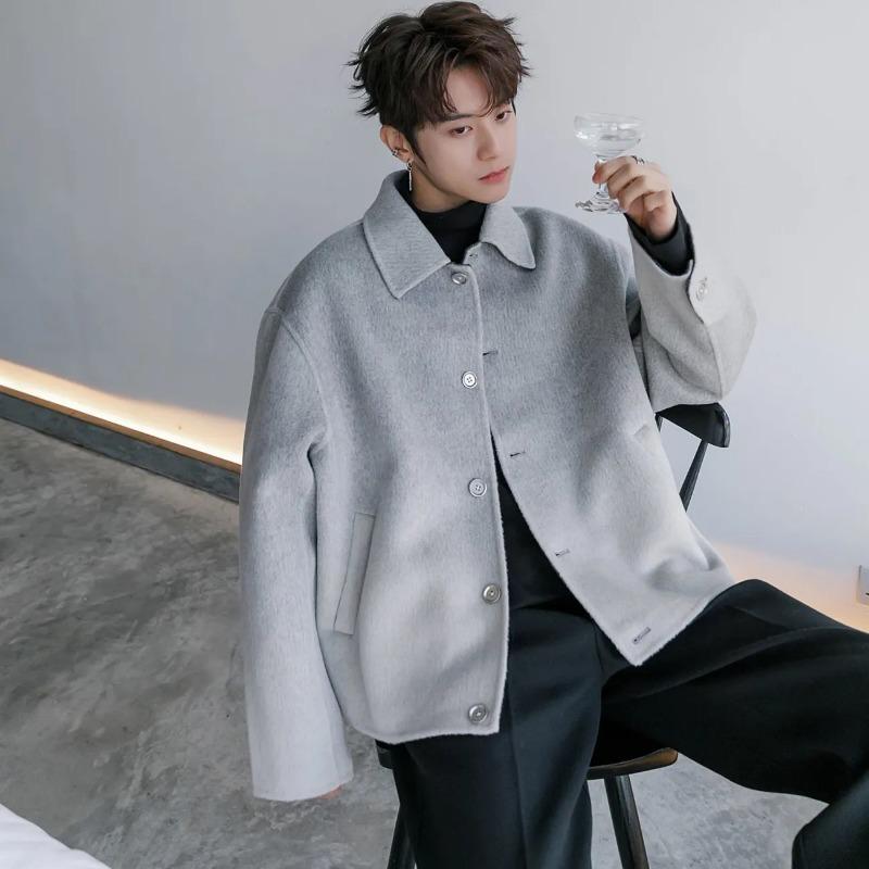 

Versatile Casual Lapel Gradient Jacket New Autumn Winter Loose and Trendy Men s Jacket S сірий колір