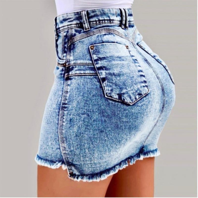 Sommer Mode Neu Allespassend Jeansrock Sexy Hüftbedeckend Jeansrock Rock Schlankmachend