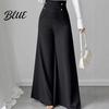 High-waist Casual Pants For Women High Waist Oversized Wide Leg Office Lady Trousers with Pockets Solid Color Loose Fit Business Design