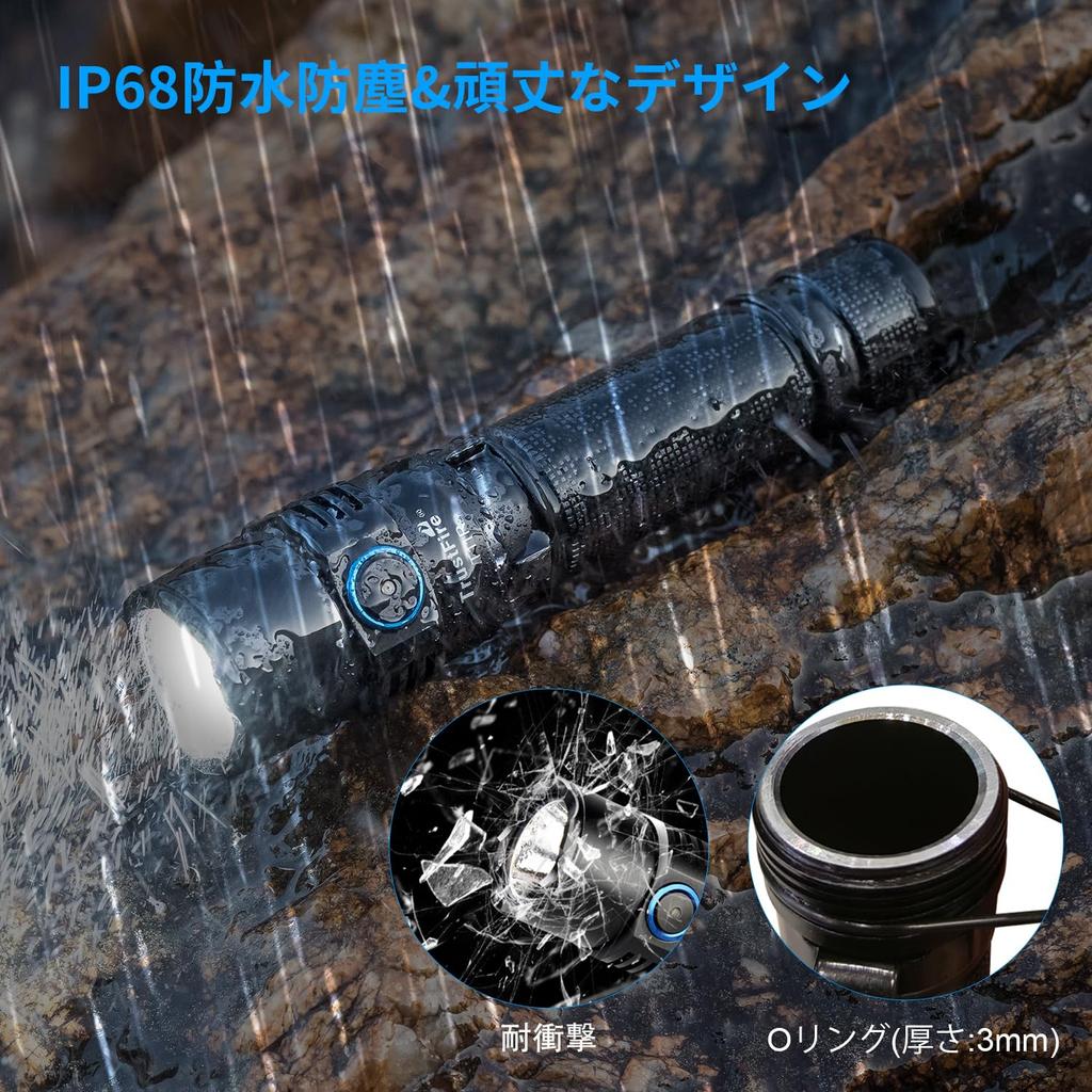 TrustFire T11R Rechargeable Flashlight, Powerful 1800 Lumens, Tactical LED Flashlight for Military Use, Compact, Type-C USB Rechargeable, High-Capacit
