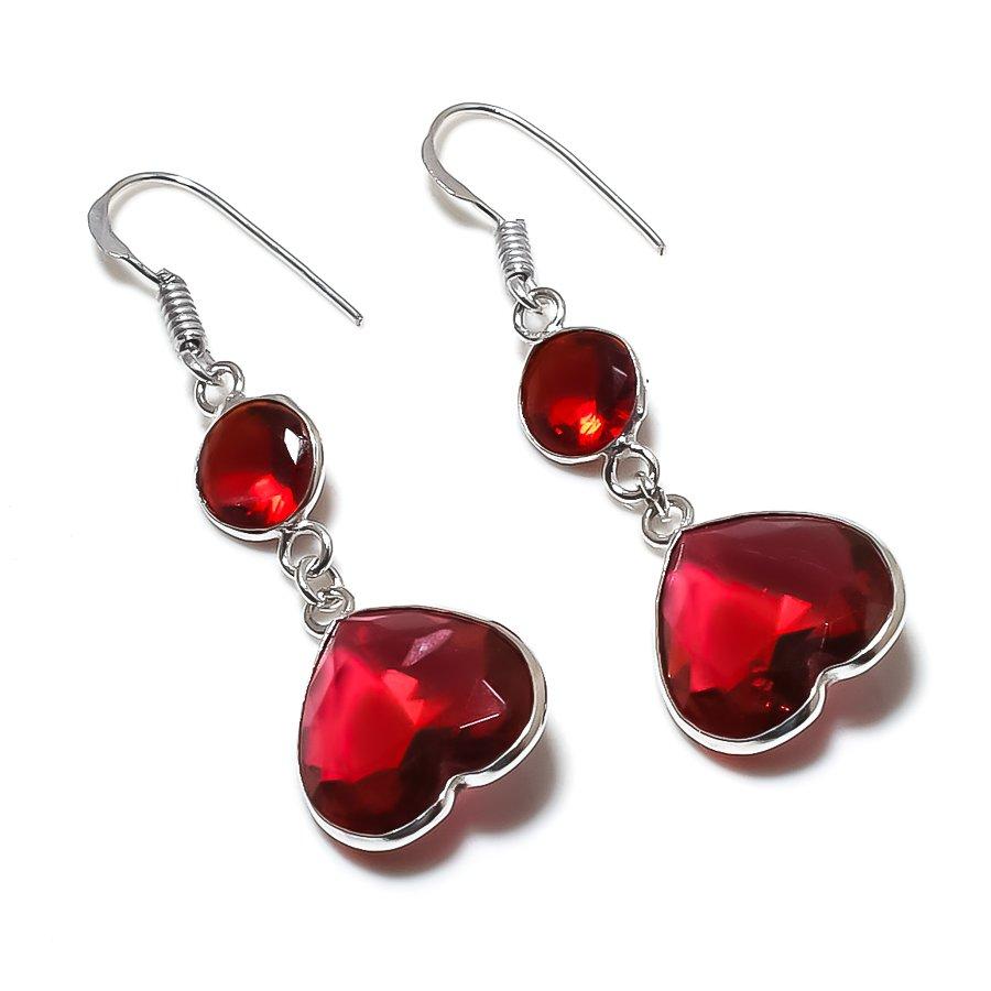 

Серьги из стерлингового серебра 925 пробы с натуральным гранатовым камнем ручной работы 2,01 дюйма W1Z13