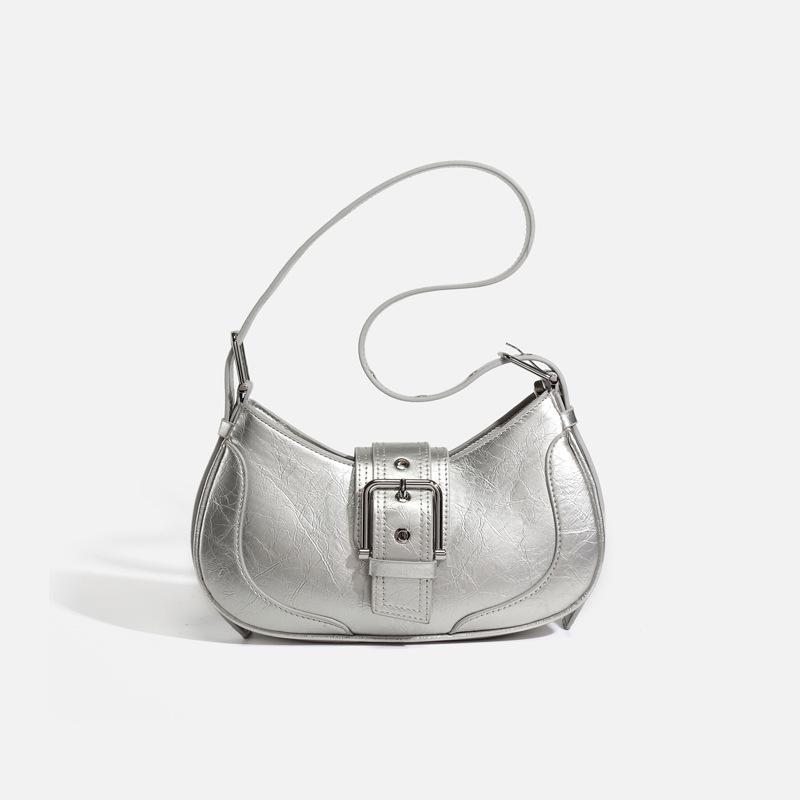 2025 New Trendy Women's Bag, Unique Design, Textured Baguette Bag, Vintage Underarm Bag, Versatile Wide-Strap Shoulder Bag