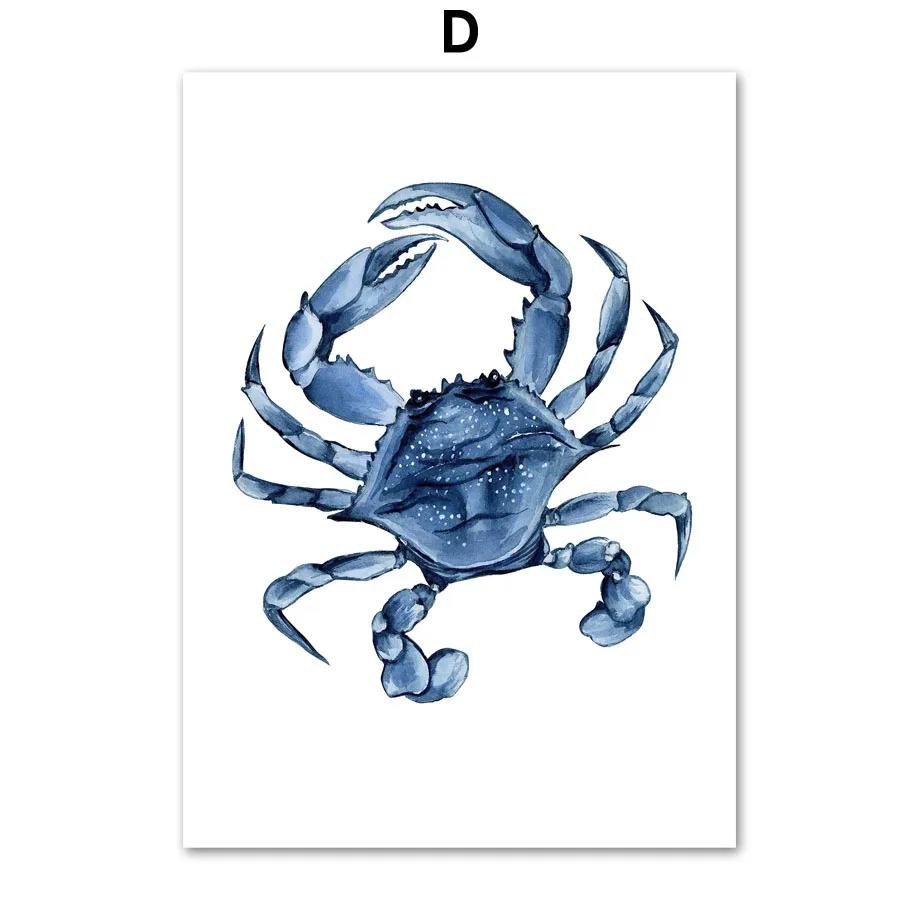 Balena Delfino Granchio Pesce Polpo Cavalluccio Marino Corallo Oceano Poster e Stampe Pittura su Tela Arte da Parete Immagini Camera dei Bambini Decorazione per la Casa