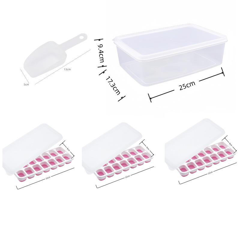 Cross-Border Ice Cube Tray - 14 Grids with Lid, Large Capacity Mold for Household Ice Storage