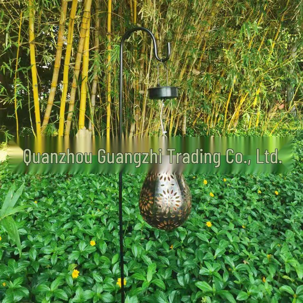 Cross-Border Iron Art Solar Lamp: Hollow Outdoor Courtyard Lawn Projection Light in Water Drop Shape