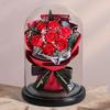 Artificial Rose Bouquet with LED Light Glass Dome Cover Eternal Flower Decoration Women Wife Girlfriend Anniversary Valentine's Day Mother's Day Gift