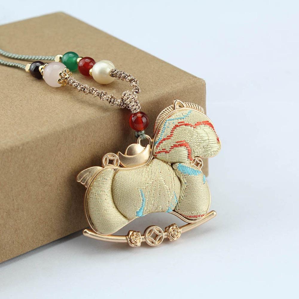 Ancient Style New Chinese Style Necklace Hanging Rope Beads Horse Pendant Women