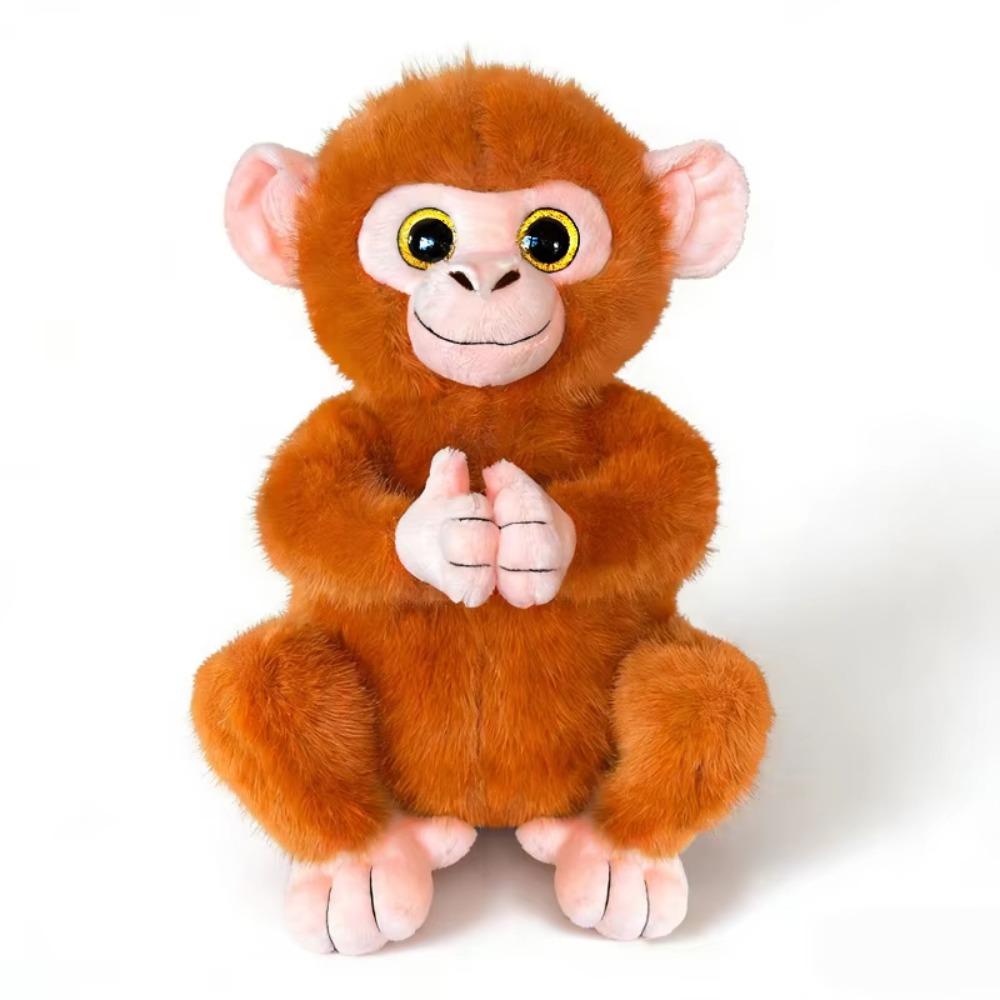 Realistice Sparkling Eyes Monkey Doll Big Eyed Orangutan Plush Doll Monkey Plush Toy  Room Decor оранжевый