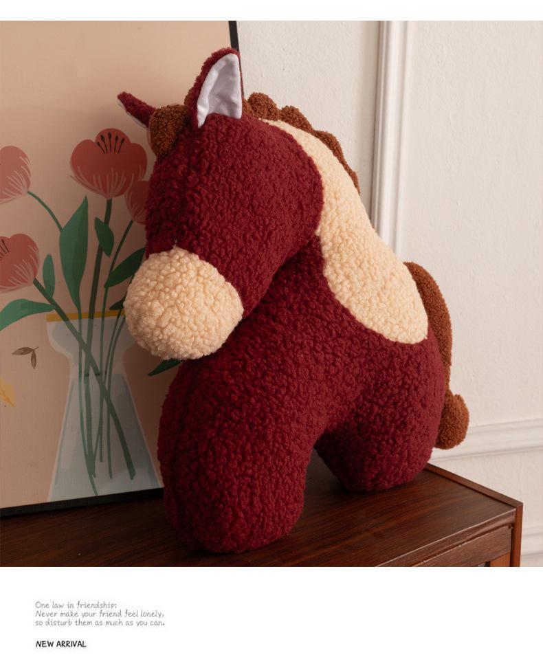 Irregular Shape Plush Horse Pillow - New Year Sofa and Car Decoration Gift