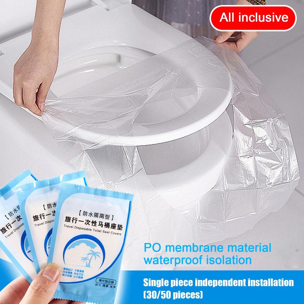 Kaufe 30/50PCS/1 Set Biodegradable Disposable Plastic Toilet Seat Cover