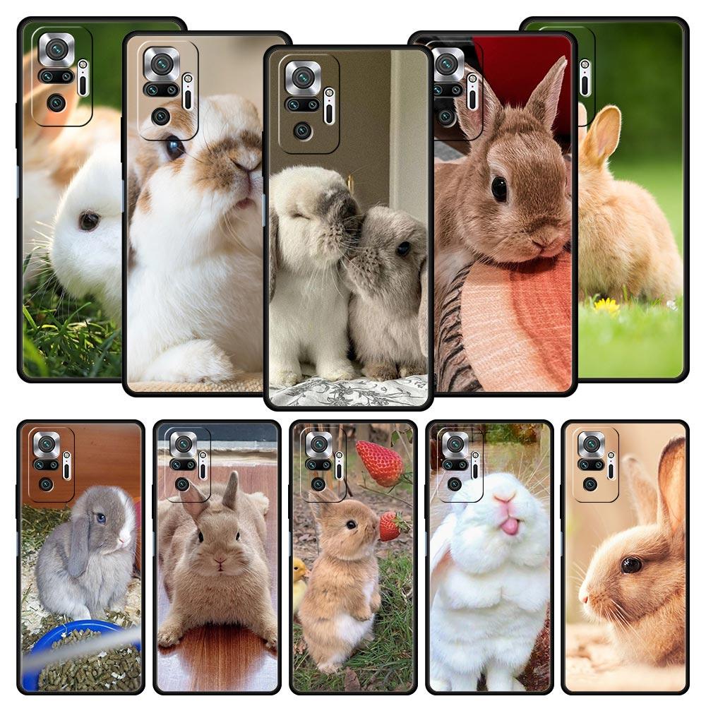 Phone Case For Xiaomi Redmi Note 14 13 12 5G 9S 9 10 11 Pro Plus 4G 9T 14C 13C 12C 10C 9C 9A Soft Cover Cute White Baby Rabbits
