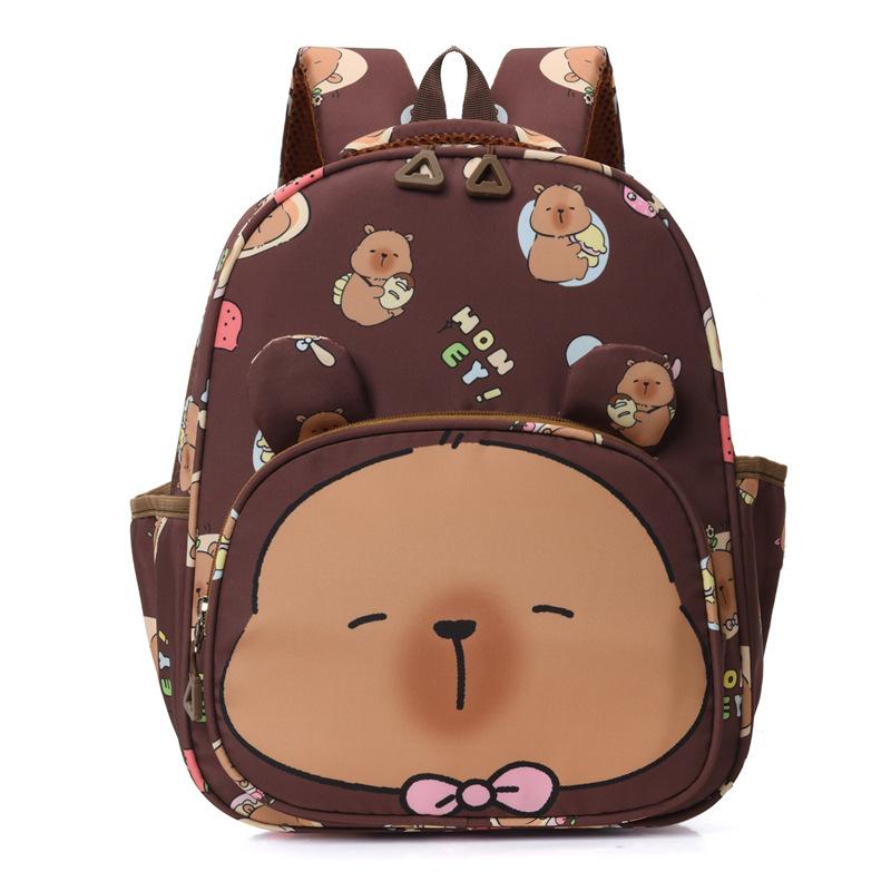 

Детский школьный рюкзак с милым принтом, мультяшный, для мальчиков и девочек, легкий, универсальный, рюкзак с капибарой коричневый