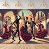 Sfondo per festa, dipinto a olio, ballerina di flamenco, colori spagnoli vivaci, decorazione fotografica, sfondo da studio2603