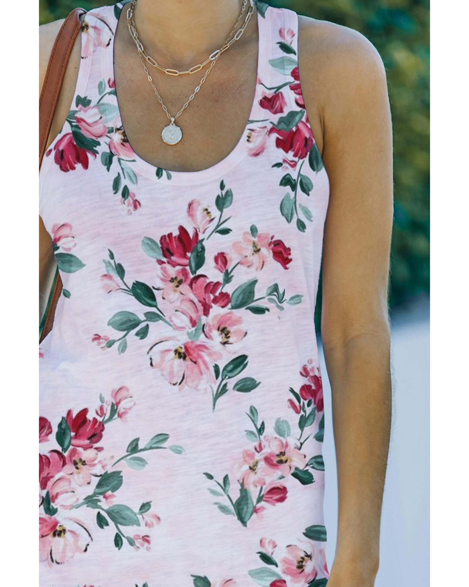 

Azura Exchange Floral Print Racerback Tank XL білий