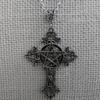 Hip Hop Punk Sliver Color Large Cross Five-pointed Star Flower Pendant Necklace for Women Hallowmas Personality Jewelry Gifts