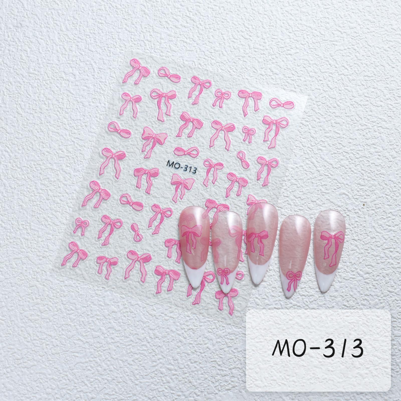 

Наклейки для ногтей с бантиками 3D рельеф белая лента милые нежно-розовые самоклеящиеся наклейки для дизайна ногтей для кончиков ногтей маникюра