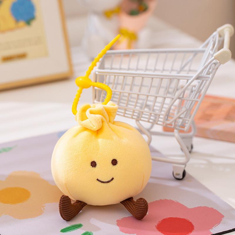 

Plush Steamed Dumpling Buns Keychain Backpack Pp Cotton Stuffed Animal Gift Toy Yellow Steamed Buns