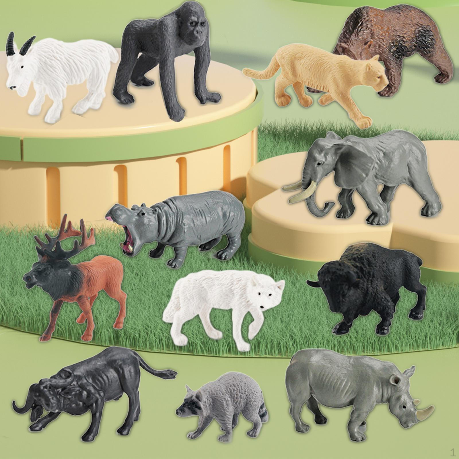 

12 шт., мини-фигурки диких животных, набор фигурок, модель, украшение для рабочего стола, реалистичное для Style D