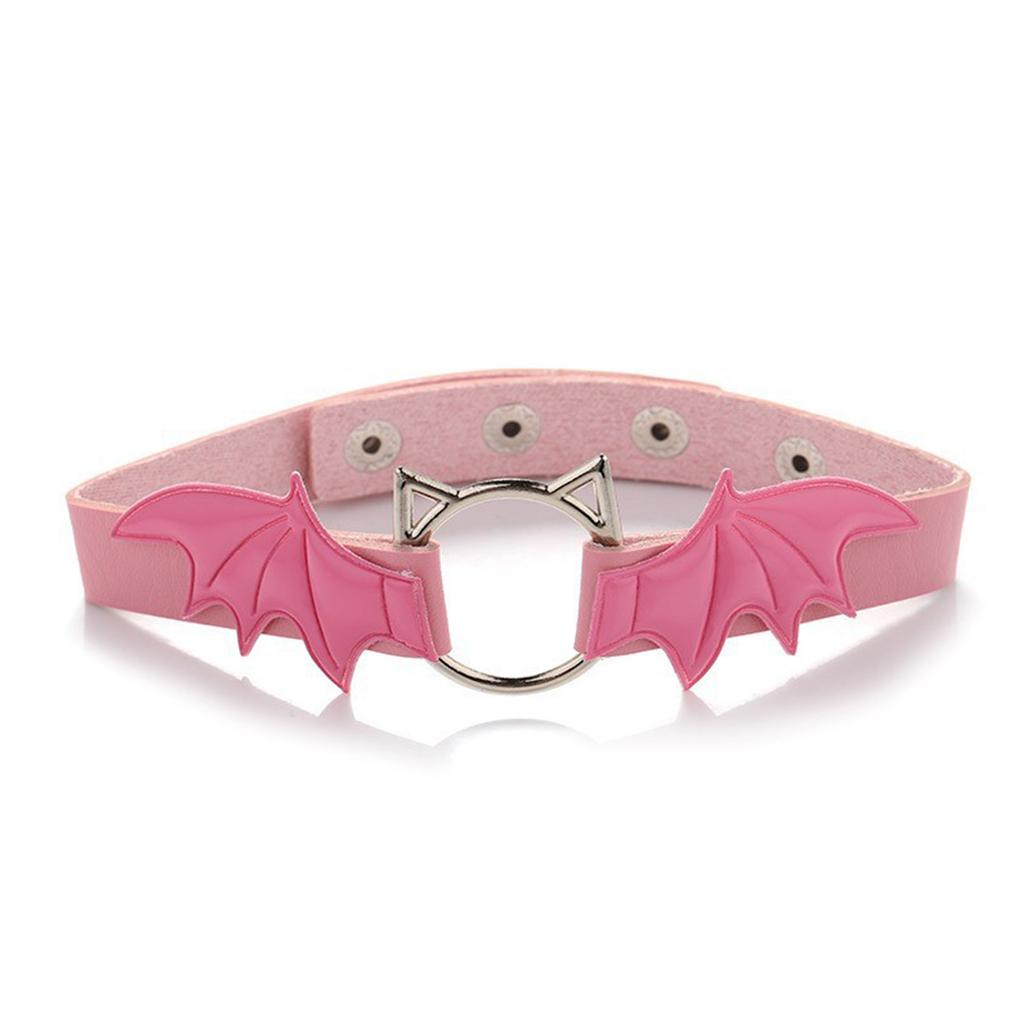 Colier de guler de guler din piele PU cu aripă de liliac Cat Cosplay Kitty Colier de guler pentru femei Punk Choker de pisică