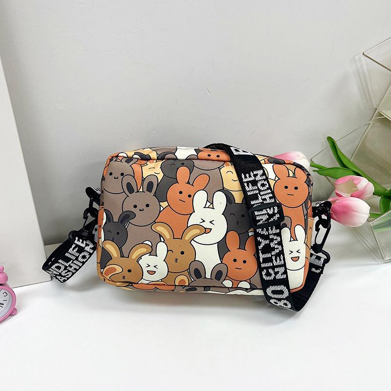 Cartoon Oxford Cloth Crossbody Bag for Women, Cute Print Square Shoulder Purse, Casual Daily Handbag CLE